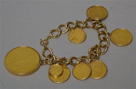 Appraisal: GOLD COIN CHARM BRACELET ounces or pw