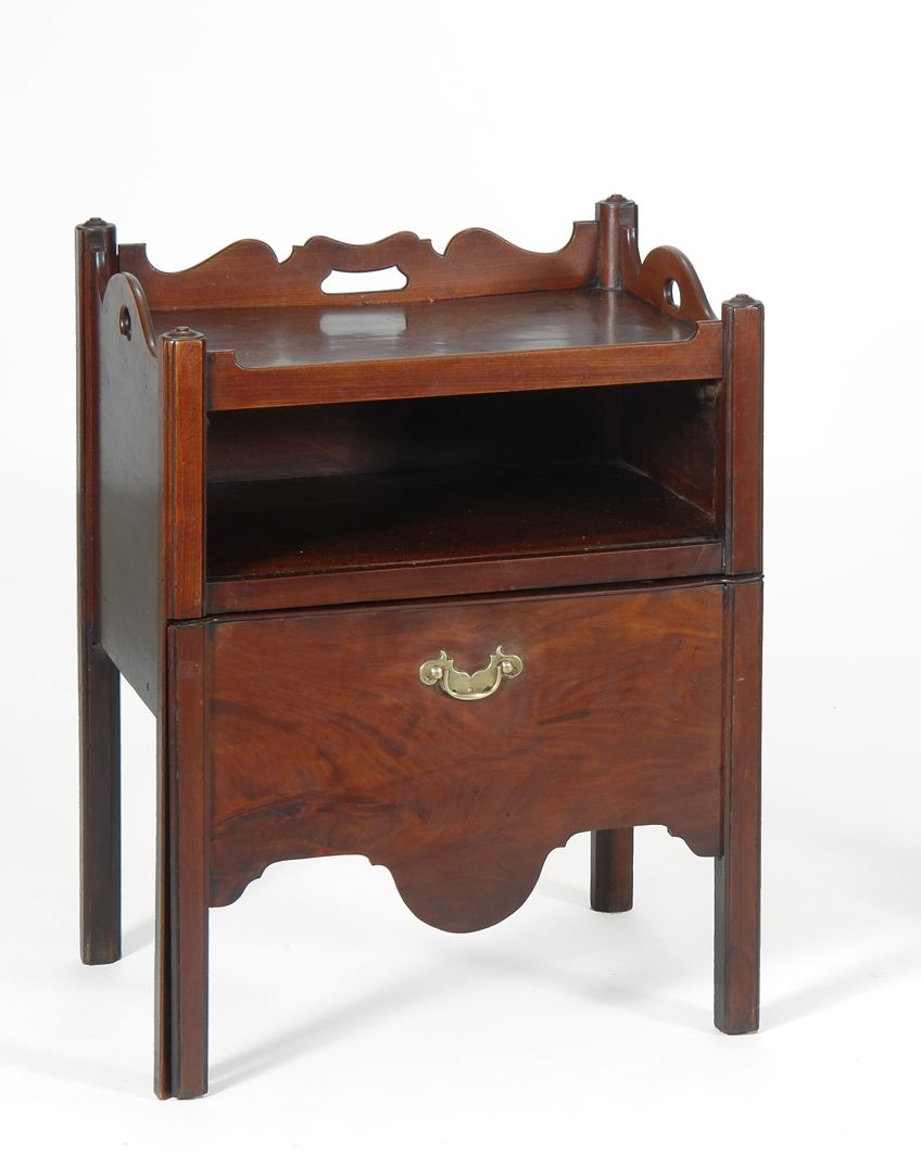 Appraisal: EARLY CHIPPENDALE BEDSIDE CABINET Circa - In mahogany with excellent