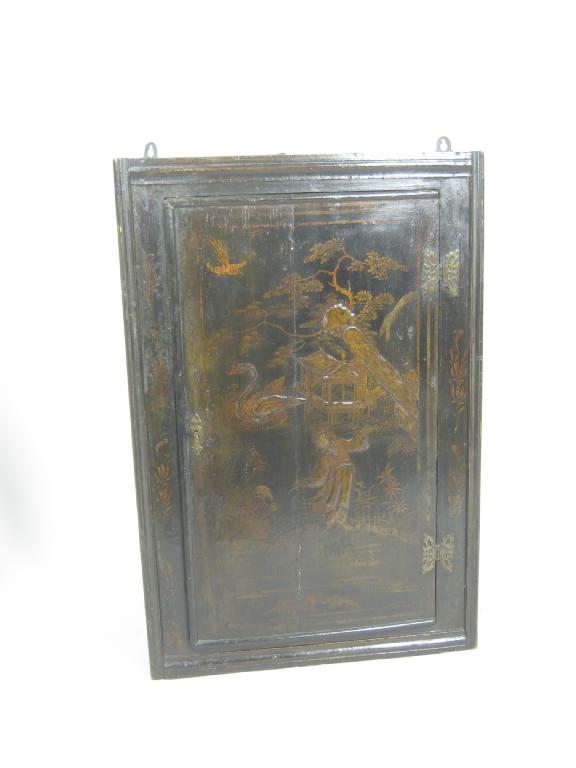 Appraisal: A th Century lacquered hanging Corner Cupboard the single panel