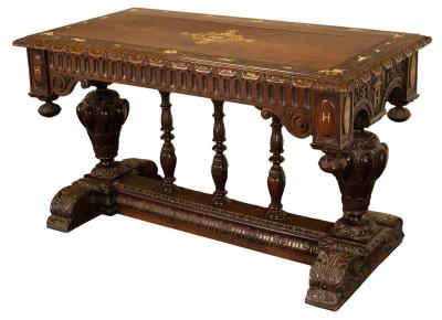 Appraisal: A th Century Italian walnut and ivory inlaid centre table