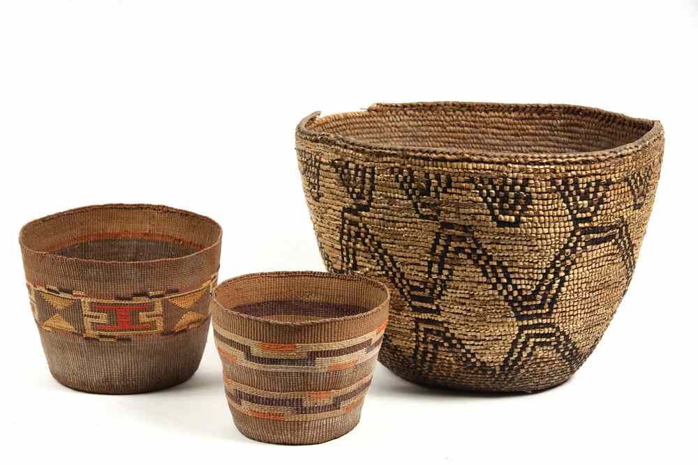 Appraisal: NATIVE AMERICAN BASKETS - Small Plains Indians Grass Baskets with