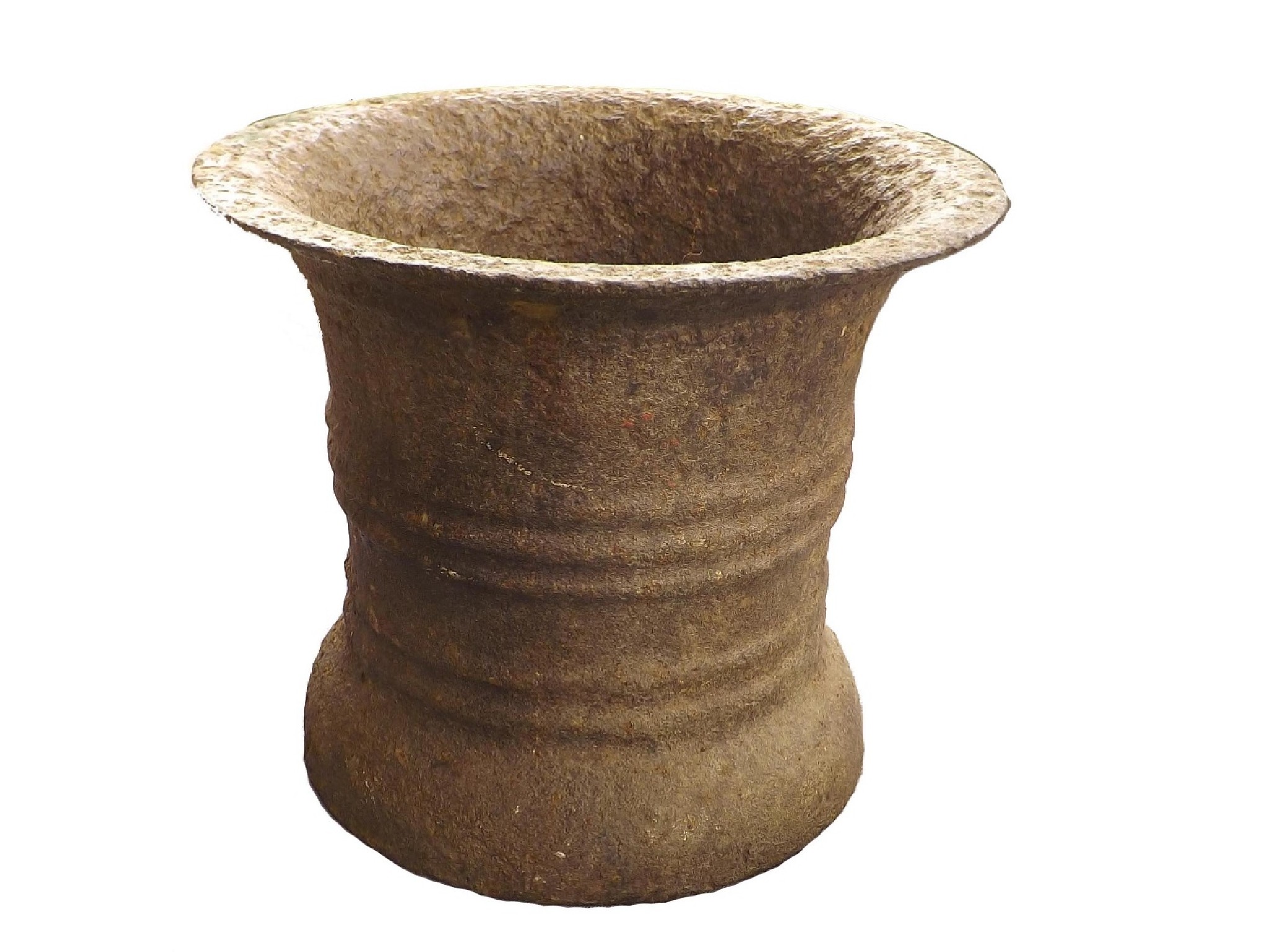 Appraisal: Tudor cast iron mortar with ribbed band high