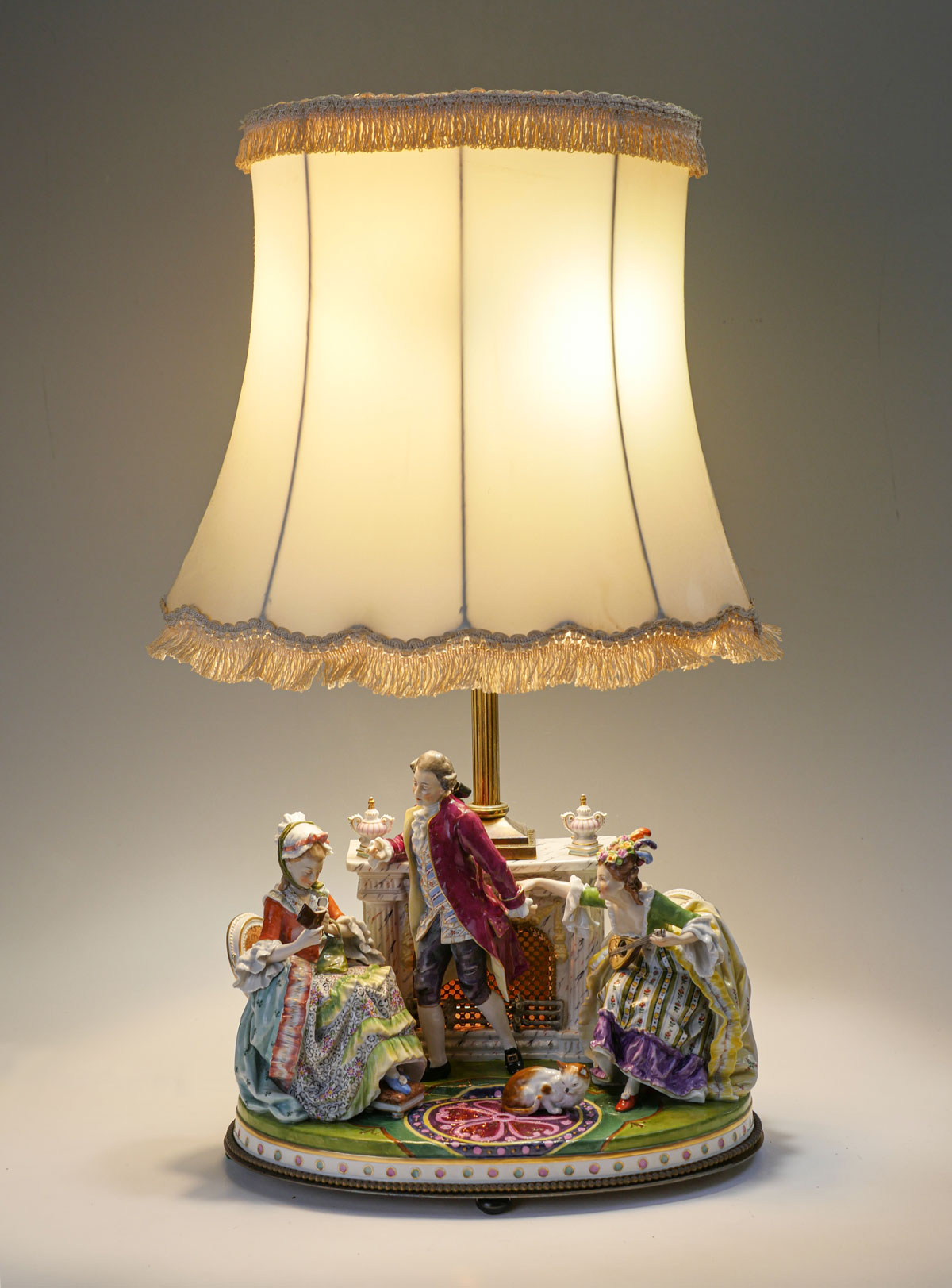 Appraisal: LARGE DRESDEN STYLE PORCELAIN FIGURAL LAMP - Light Dresden style