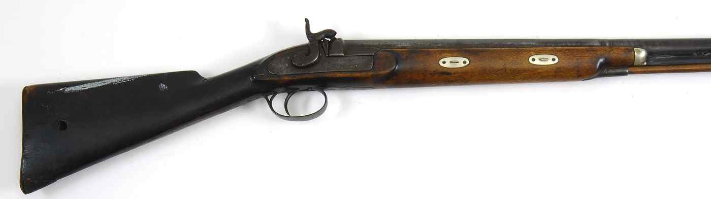 Appraisal: RARE LARGE-BORE PERCUSSION PUNT GUN'' FOWLING MUSKET ga Half round