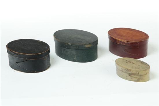 Appraisal: FOUR BENTWOOD STORAGE BOXES American th century Two Shaker boxes