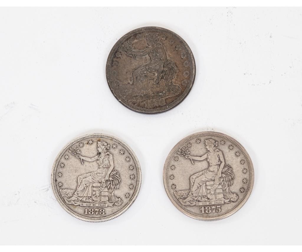 Appraisal: Three Silver Trade dollars S S S