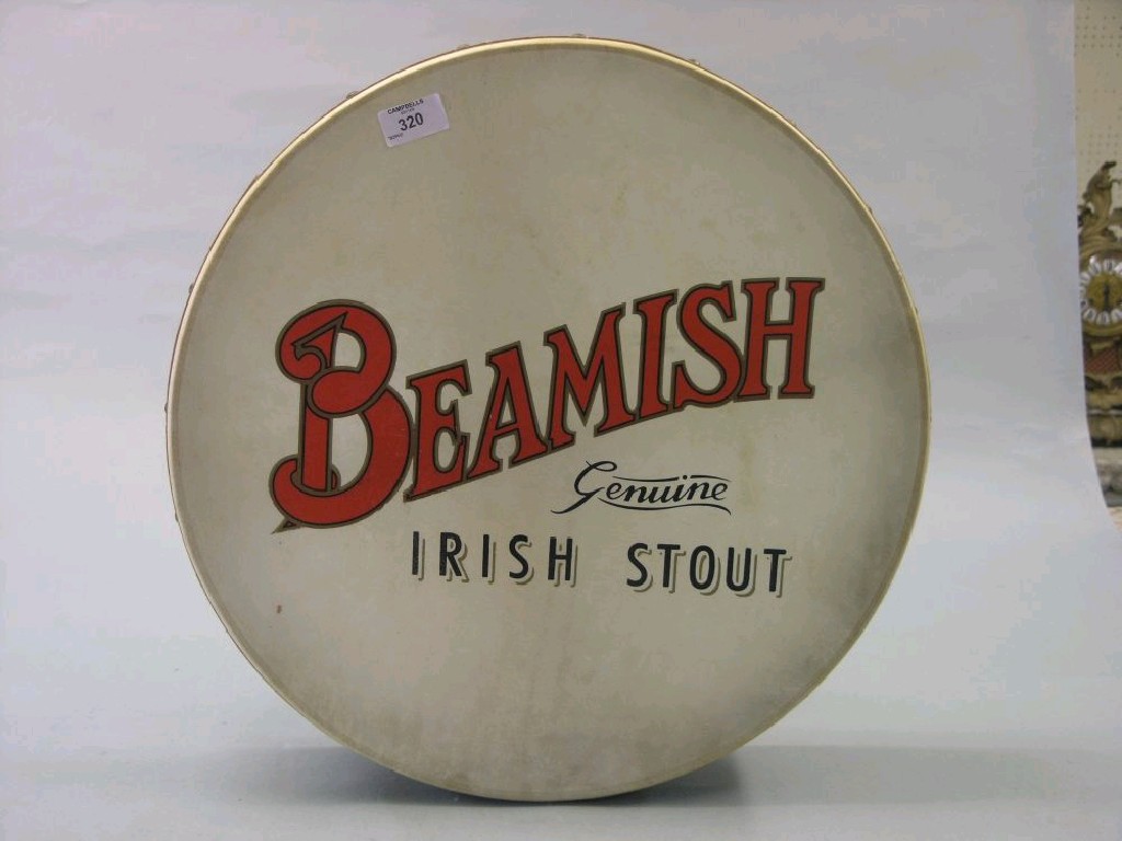 Appraisal: An Irish advertising Bodhrain Beamish Genuine Irish Stout complete with