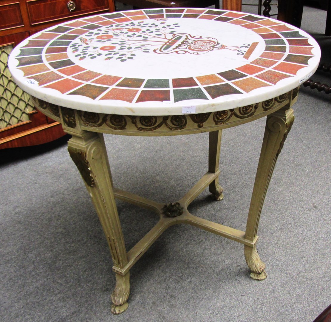 Appraisal: A th century circular composition and white marble table top