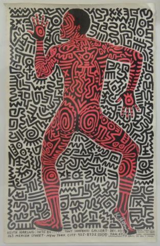 Appraisal: Keith Haring Signed Tony Shafrazi Gallery Poster Color lithograph Signed