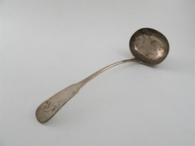 Appraisal: An early th century unascribed Fiddle soup ladle initialled 'R'