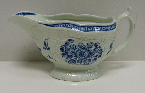 Appraisal: WORCESTER PORCELAIN SAUCE BOAT Dr Wall period blue floral decoration