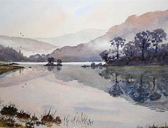 Appraisal: JOHN STANTONA lake land view signed watercolour x two further