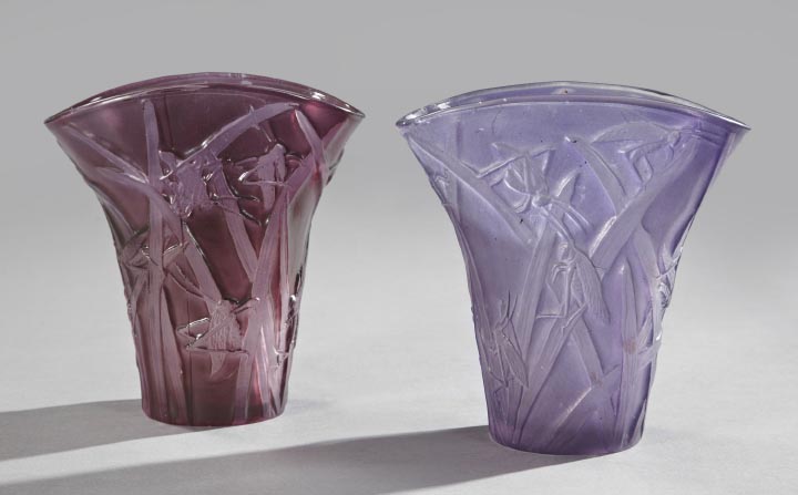 Appraisal: Near Pair of Cambridge Glass Company Grasshopper Vases second quarter