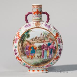 Appraisal: Famille Rose Enameled Moon Flask Bottle Famille Rose Enameled Moon