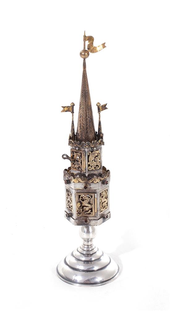 Appraisal: Judaica Continental silver Besamim spice tower probably German th century