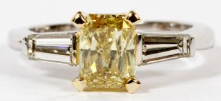 Appraisal: DIAMOND AND KT WHITE GOLD ENGAGEMENT RING CT FANCY YELLOW