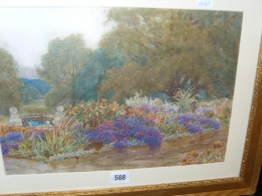 Appraisal: An early th century watercolour of a garden scene with