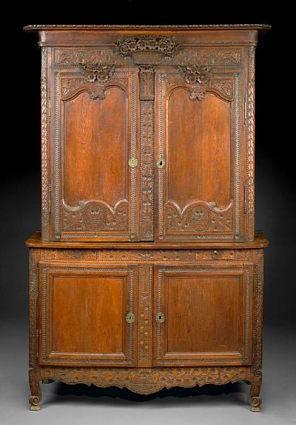 Appraisal: A Louis XVI carved oak buffet a deux corps late