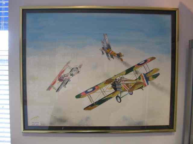 Appraisal: Jack D Hunter Military Plane watercolorand pencil ''College Boy at