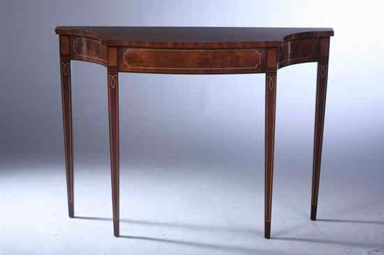 Appraisal: HEPPLEWHITE STYLE MAHOGANY AND SATINWOOD INLAID CONSOLE TABLE - in