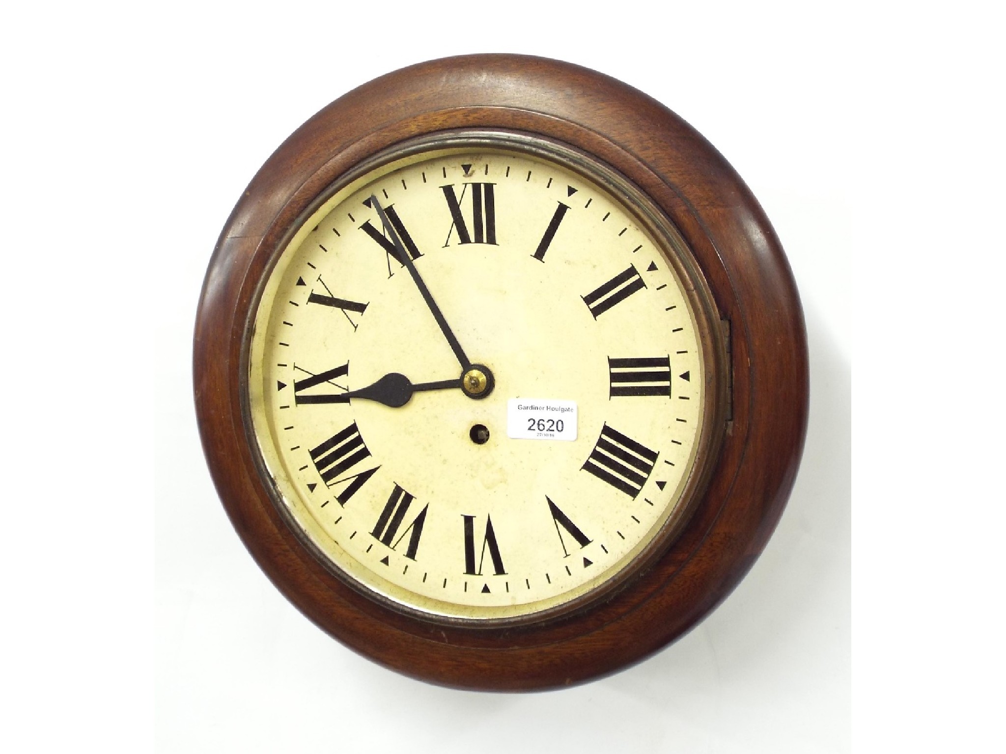 Appraisal: Mahogany single fusee wall dial clock with Elliott movement no