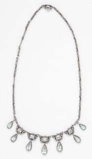 Appraisal: A Renaissance Revival Silver and Aquamarine Fringe Necklace Austro-Hungarian consisting