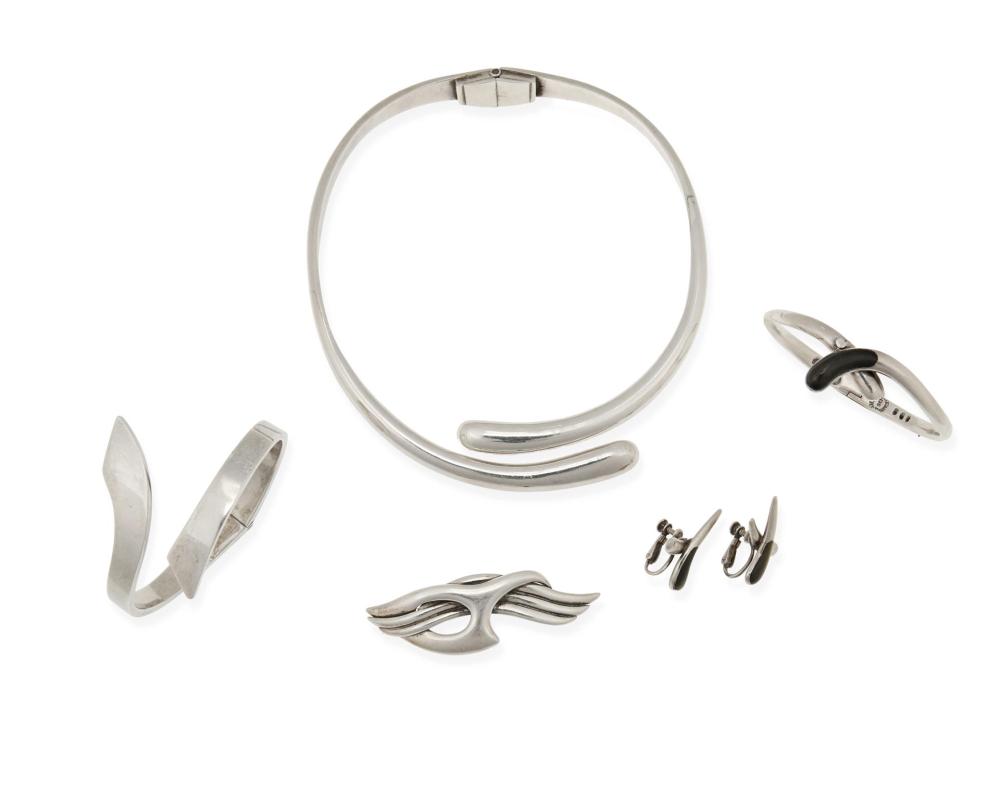 Appraisal: Sigi Pineda - Mexican A group of silver jewelry circa