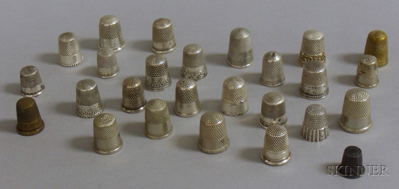 Appraisal: Approximately Twenty-Six Assorted Mostly Sterling and Coin Silver Thimbles