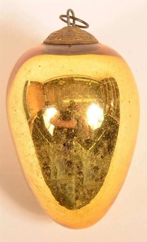 Appraisal: Gold Blown Glass Egg Form German Kugel Gold Blown Glass