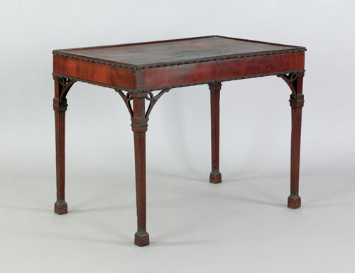 Appraisal: George III Chippendale mahogany silver table ca the rectangular top