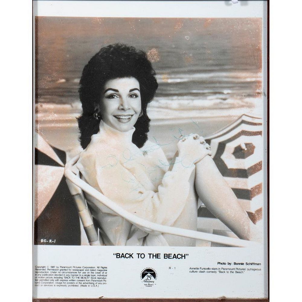 Appraisal: Annette Funicello Original autographed inscribed photograph Size x Condition Showing