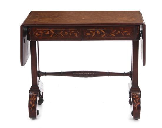 Appraisal: Dutch marquetry-inlaid sofa table mid th century urn and scrolling