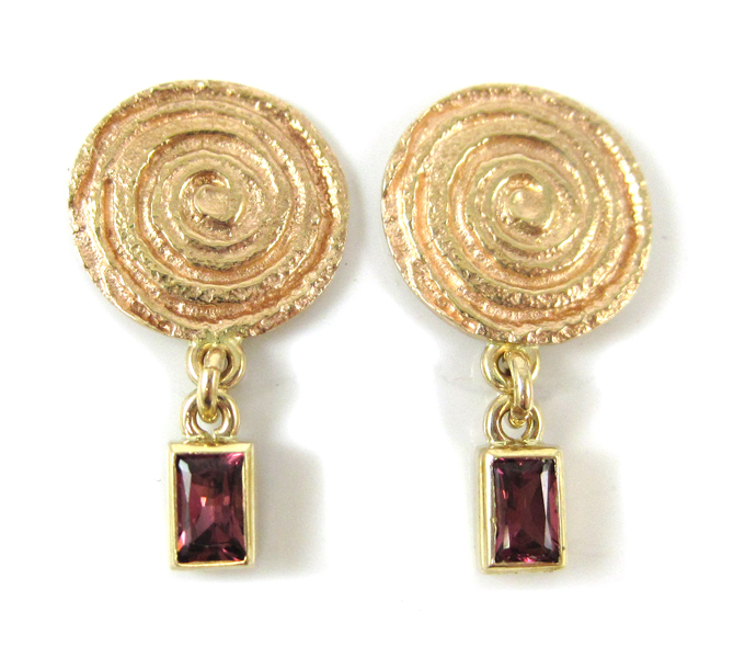 Appraisal: PAIR OF TOURMALINE AND ROSE GOLD EARRINGS each k gold