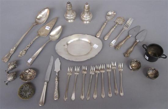 Appraisal: GROUP MISCELLANEOUS STERLING CONTINENTAL SILVER ITEMS Including flatware serving pieces