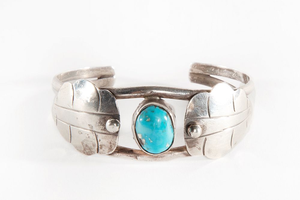 Appraisal: A Navajo Turquoise and Silver Cuff Navajo A Turquoise and