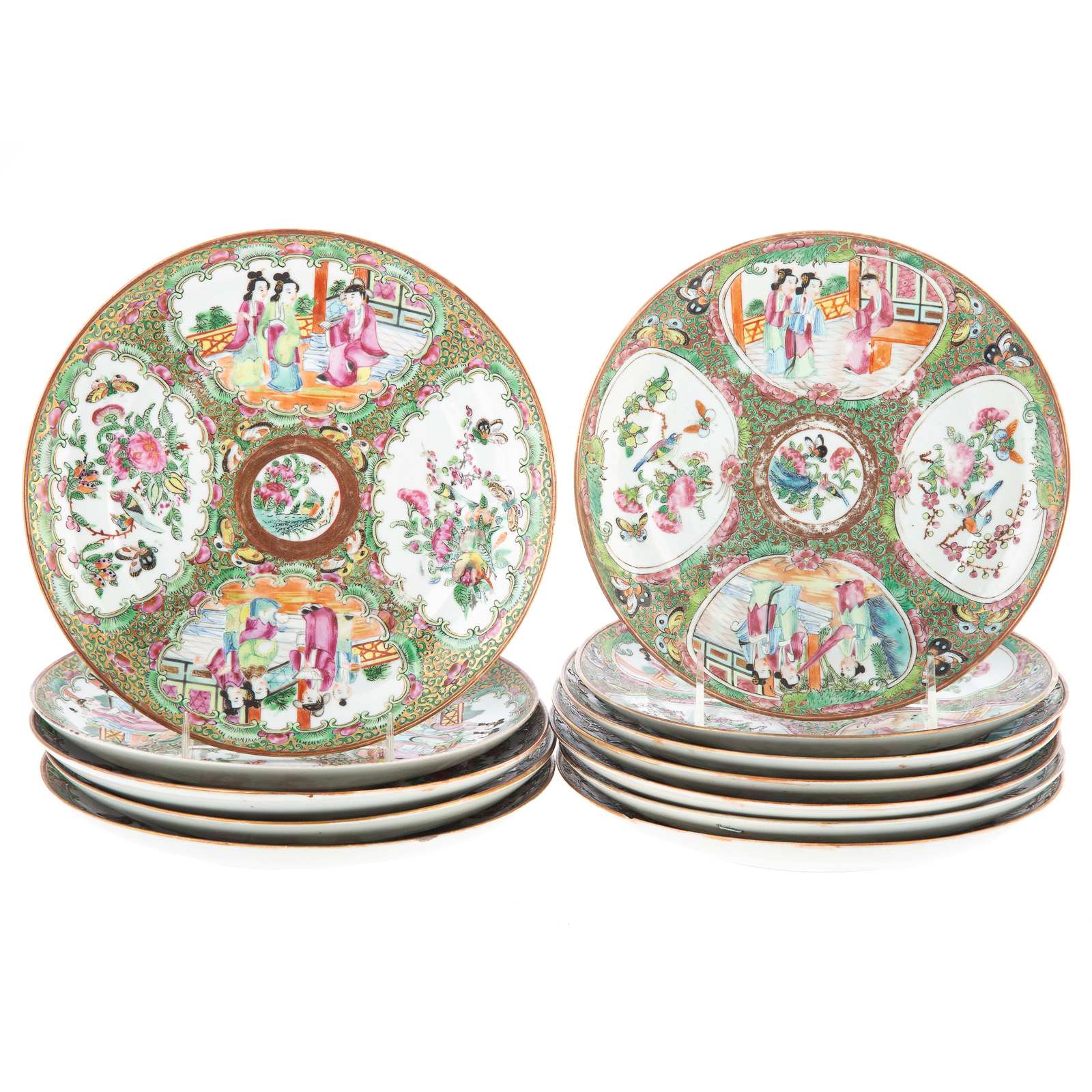 Appraisal: ROSE MEDALLION LUNCH PLATES Tongzhi Era circa - in Diam