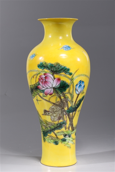 Appraisal: Antique Chinese famille rose enameled porcelain vase with lotus designs