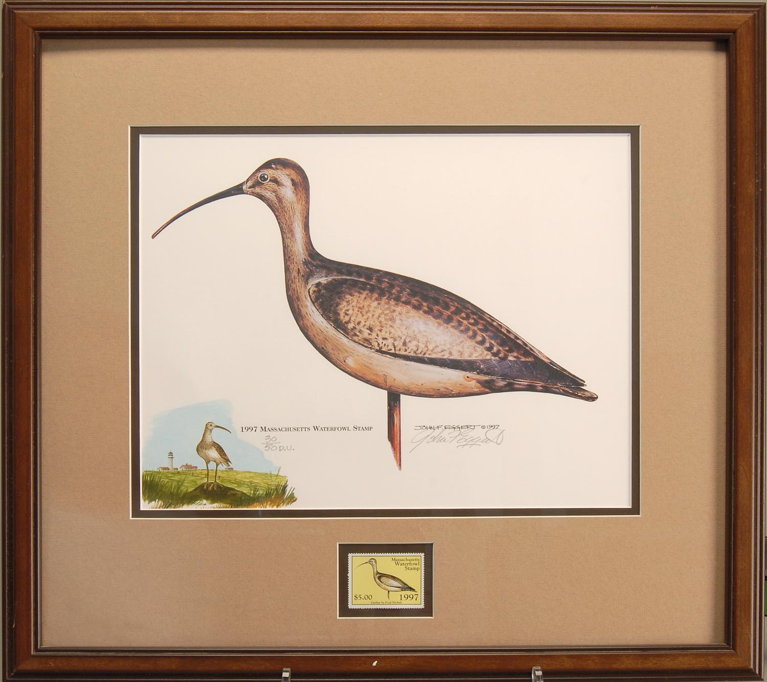 Appraisal: FRAMED MASSACHUSETTS DUCK STAMP PRINT by John Eggert Signed and