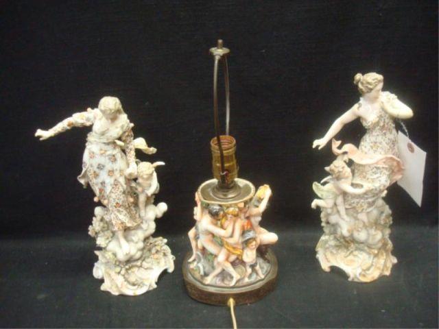 Appraisal: Pieces of Porcelain figures as is and a lamp From