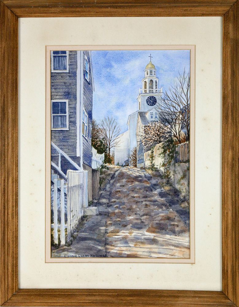 Appraisal: Connie Lucas Halliwell Watercolor on Paper Stone Alley-Nantucket Connie Lucas