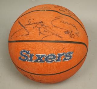 Appraisal: Autographed Sixers Basketball JULIUS ERVING DR J MOSES MALONE CHARLES