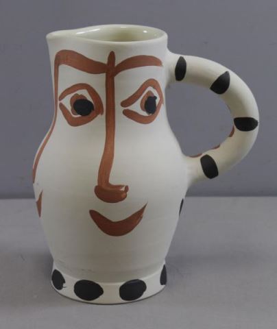 Appraisal: PICASSO Pablo Quatre Visages Madoura CeramicPitcher Partially glazed Stamped and