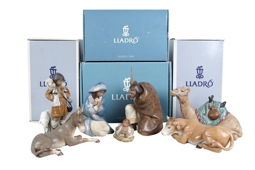 Appraisal: LLADRO PORCELAIN NATIVITY SETseven pieces in retail packaging the camel