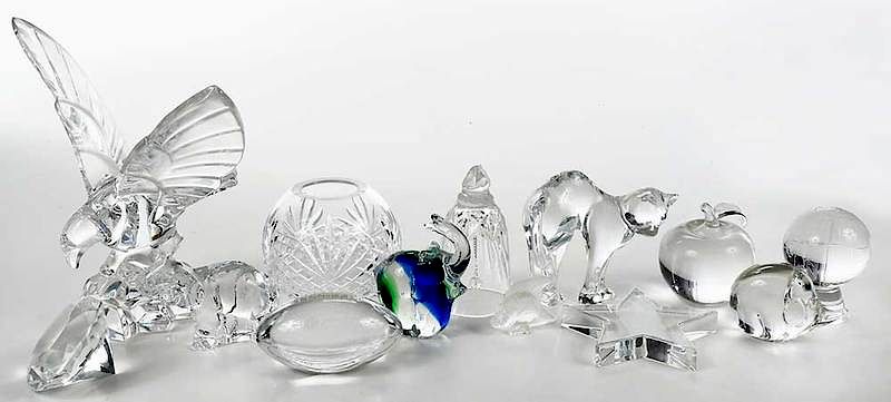 Appraisal: Glass Objects Baccarat Waterford th st century objects comprising etched