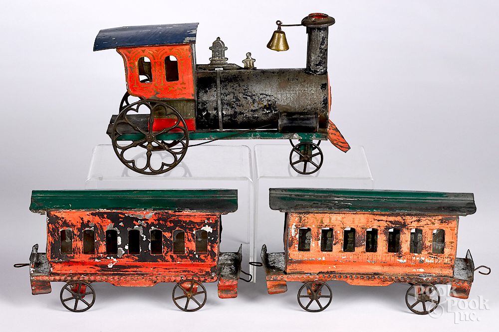 Appraisal: Fallows early American tin Flash floor train Fallows early painted