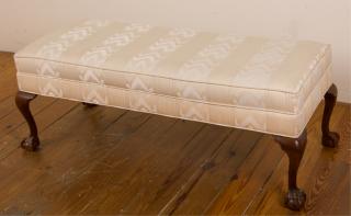 Appraisal: Upholstered Cushion Claw Foot Bench Versatile bedroom hallway footstool upholstered