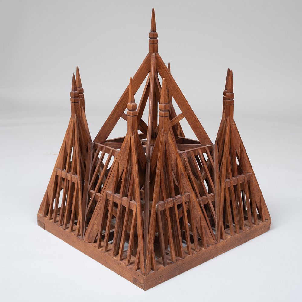 Appraisal: Neo-Gothic Wood Architectural Model x x in Condition Minor wear