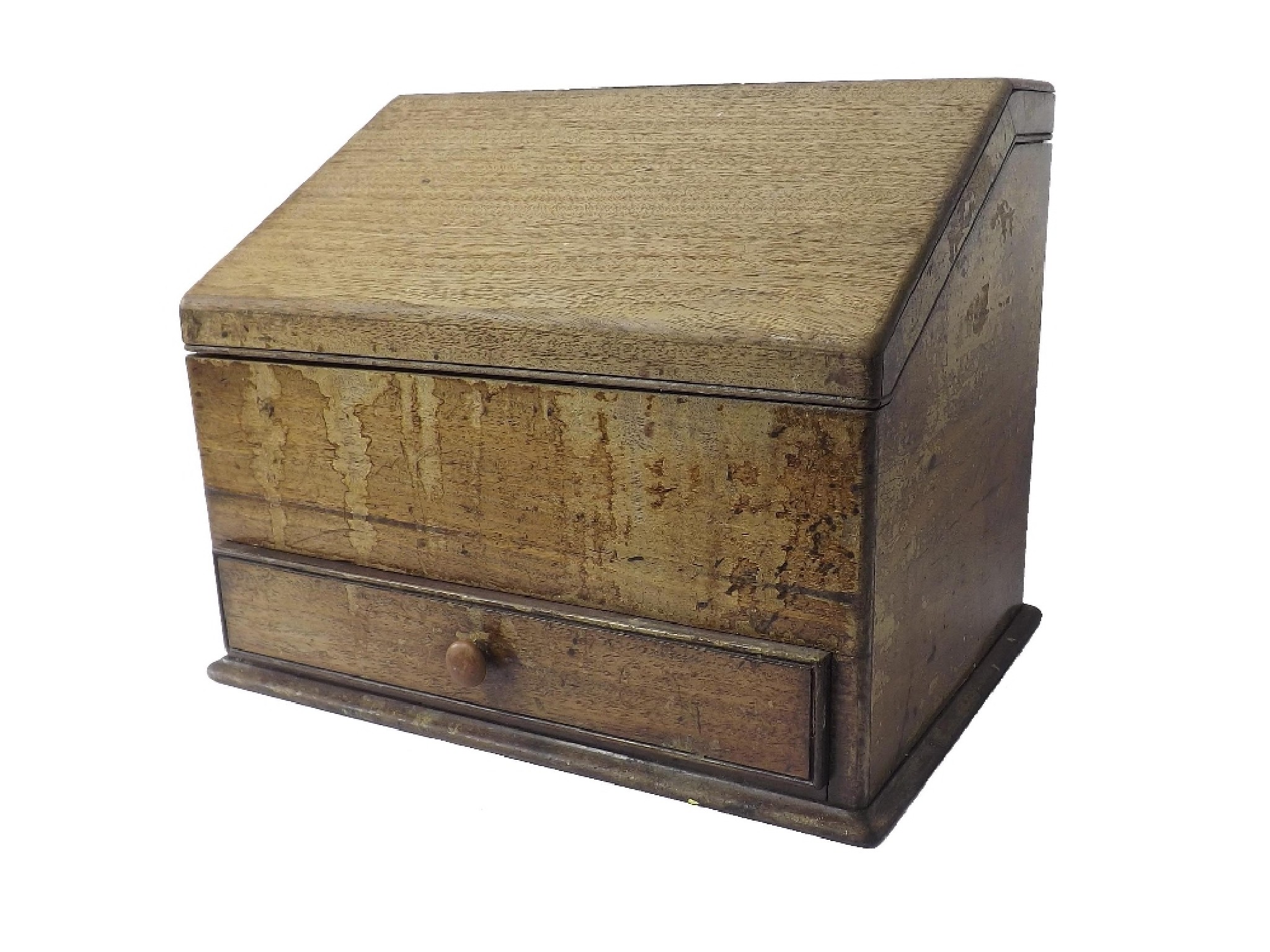 Appraisal: th century mahogany letter box the sloped lid enclosing a