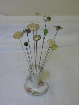 Appraisal: TWELVE VARIOUS HAT PINS including an enamel and mother of