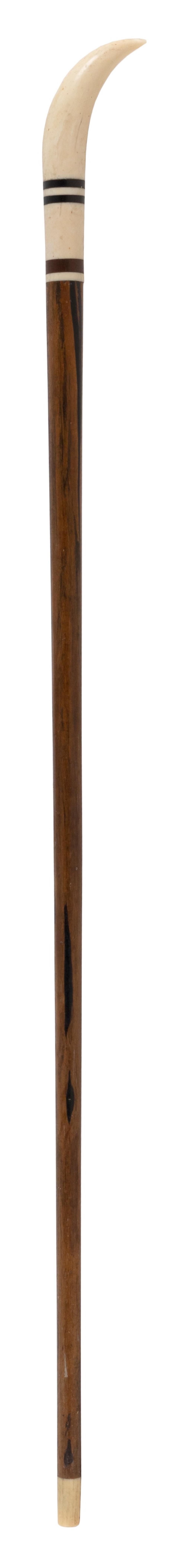 Appraisal: CANE WITH WHALE'S TOOTH HANDLE TH CENTURY LENGTH CANE WITH